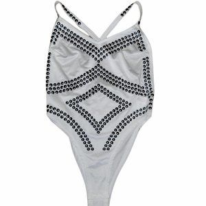 NEW Carmin Studded Silky Tank Bodysuit sz L